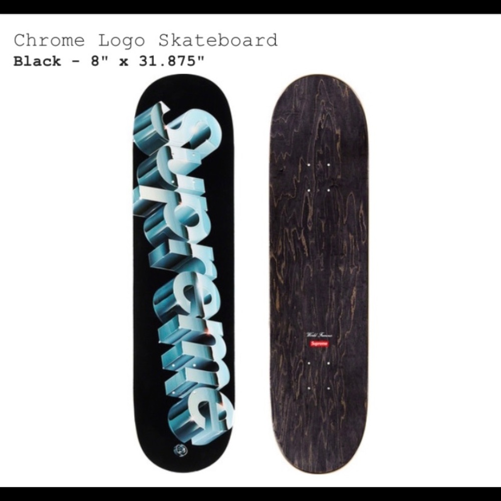 Supreme ss20 chrome logo skateboard deck black